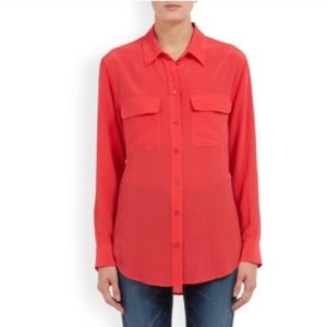 Coral Red EQUIPMENT 100% Silk Blouse Size S/P
